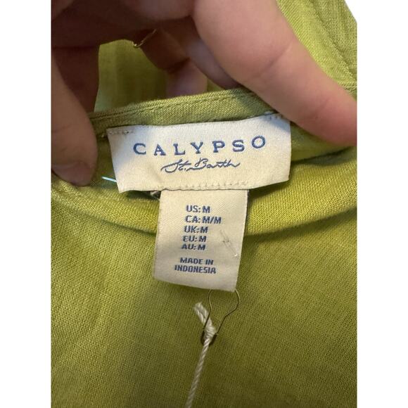 Calypso St. Barth Linen Blend Wide Leg Jumpsuit Lime Green M NWT - Picture 8 of 9